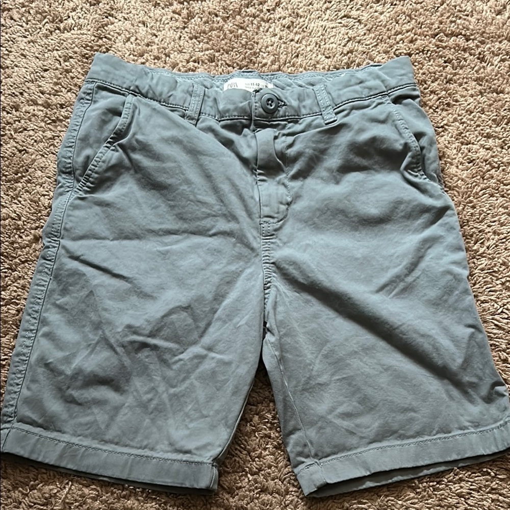 Zara Gray Bermuda Shorts with Cuffed Hem